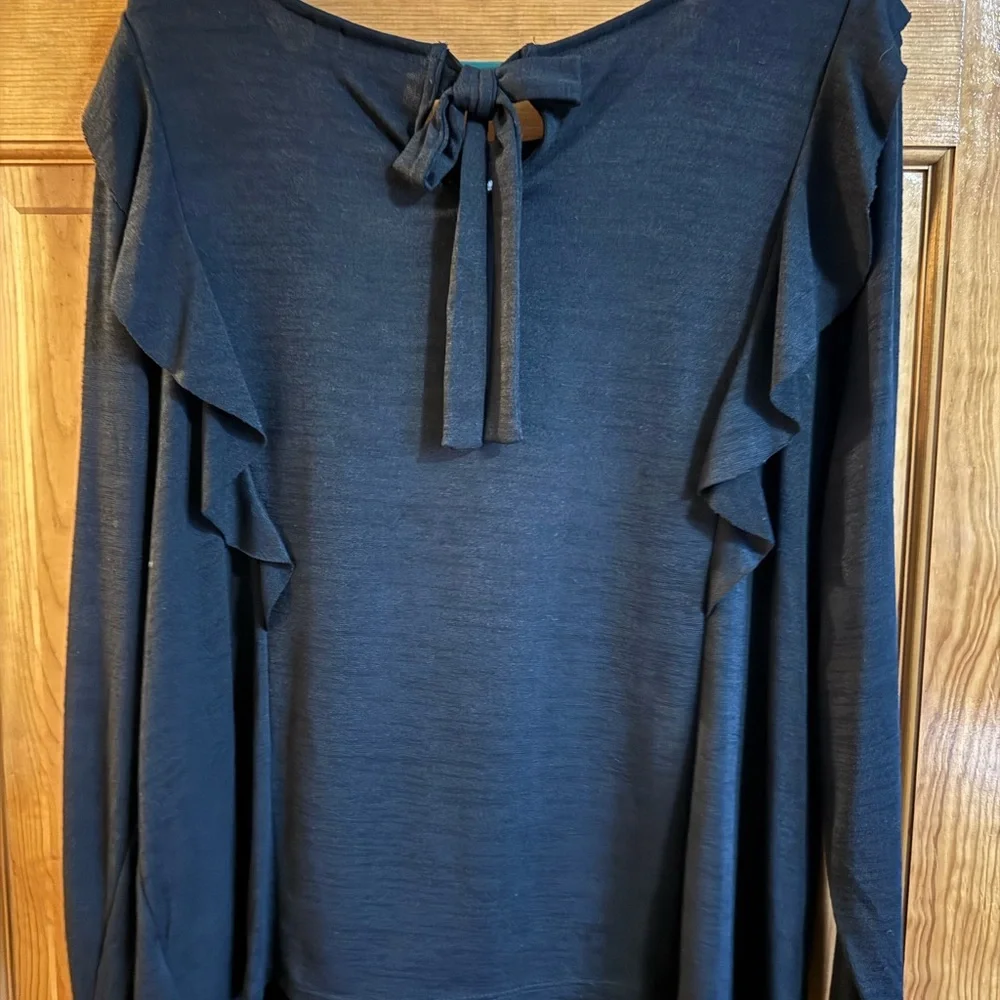 Lauren Conrad Women Black Sunshine Revival Embroidered Floral Neck Trim NEW XXL - Picture 5 of 7